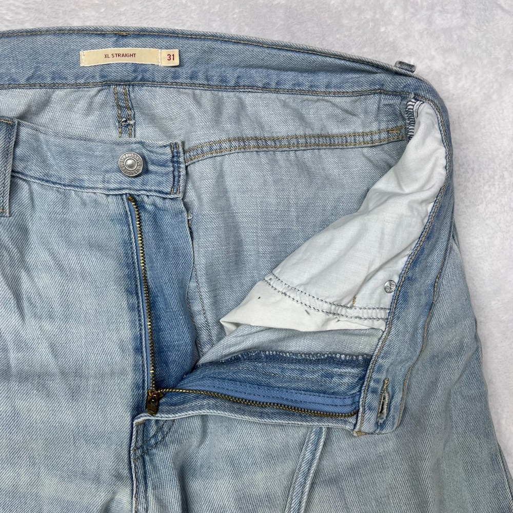 Levi's XL Straight Jeans Women's Blue Denim Pockets Belted Relaxed Baggy - 34X32 - Picture 10 of 14
